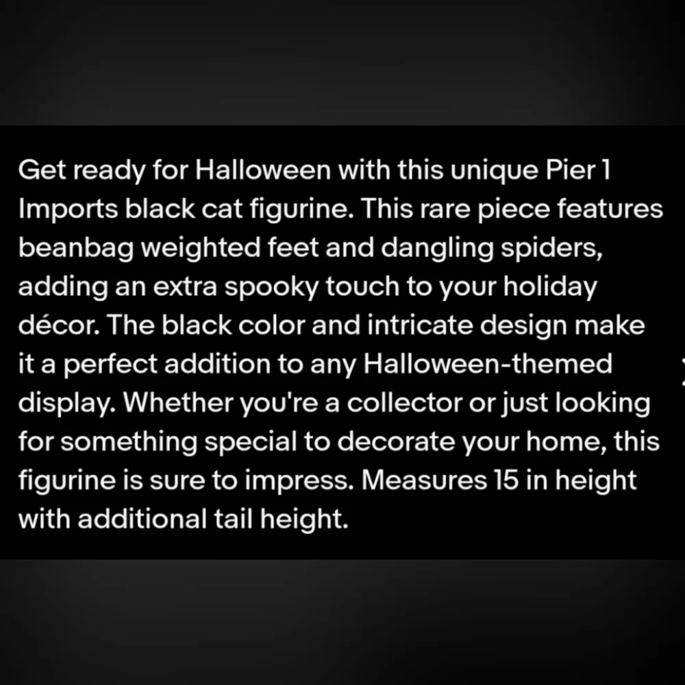 Pier 1 Halloween Cat With Weighted Feet And Dangling Spiders. RARE Find.